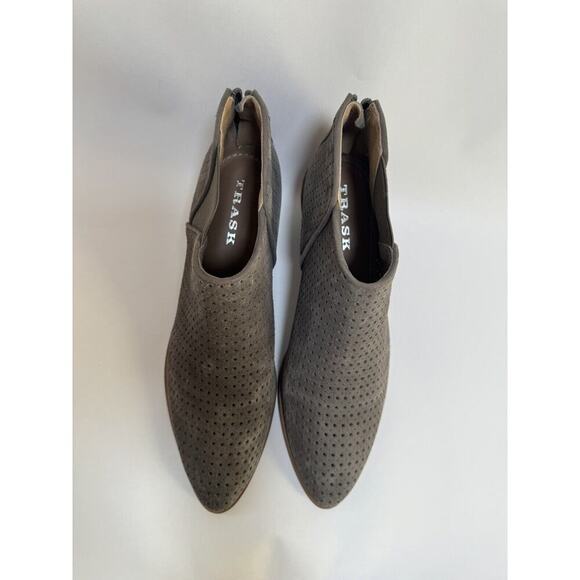 HS Trask Tisha Bootie Lattice Gray‎ Suede Zip Heel Elastic Gore Women's Size 8.5 - Picture 6 of 9
